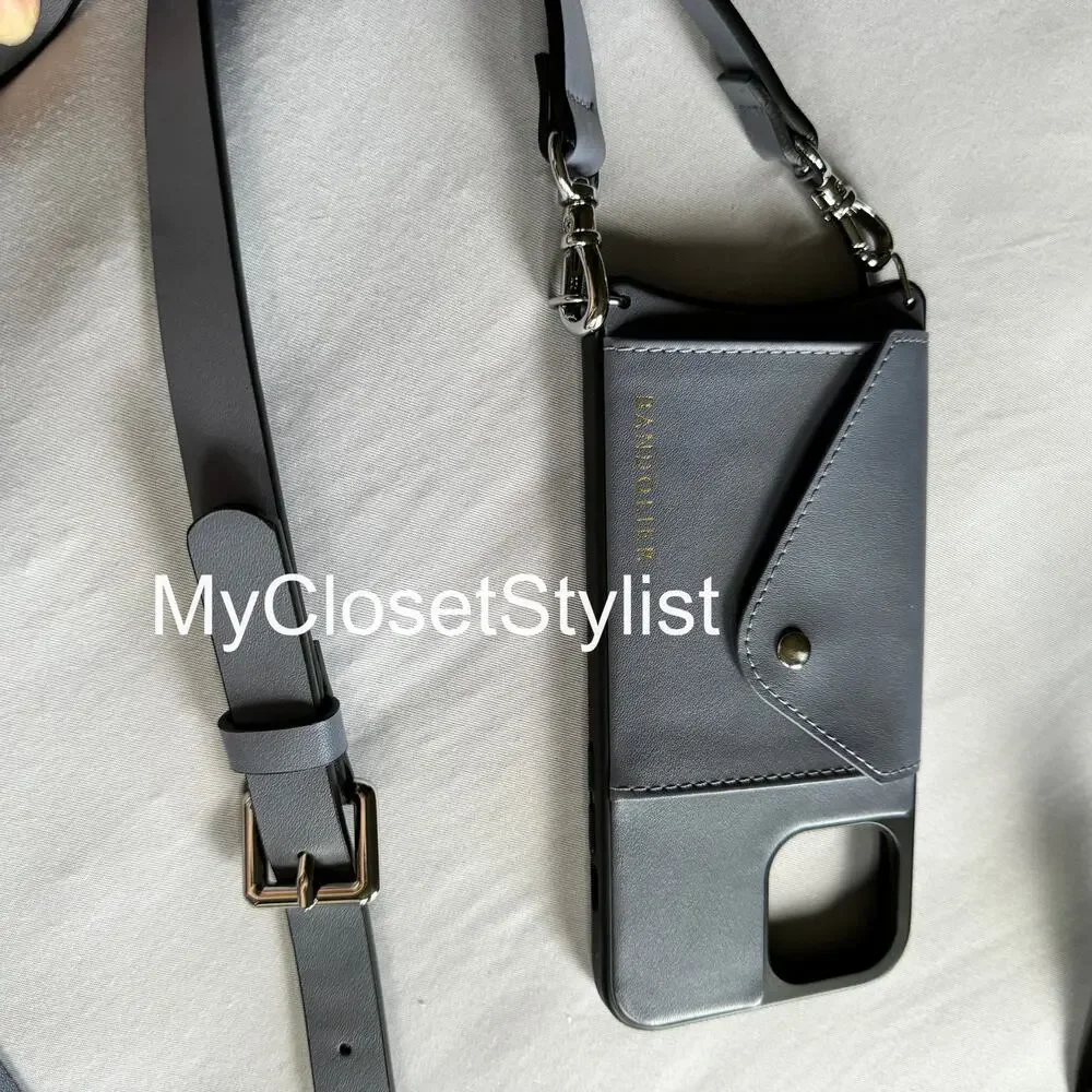 BANDOLIER iPhone 12 Pro Max Wallet Case Hailey Crossbody Strap SET RARE! Silver
